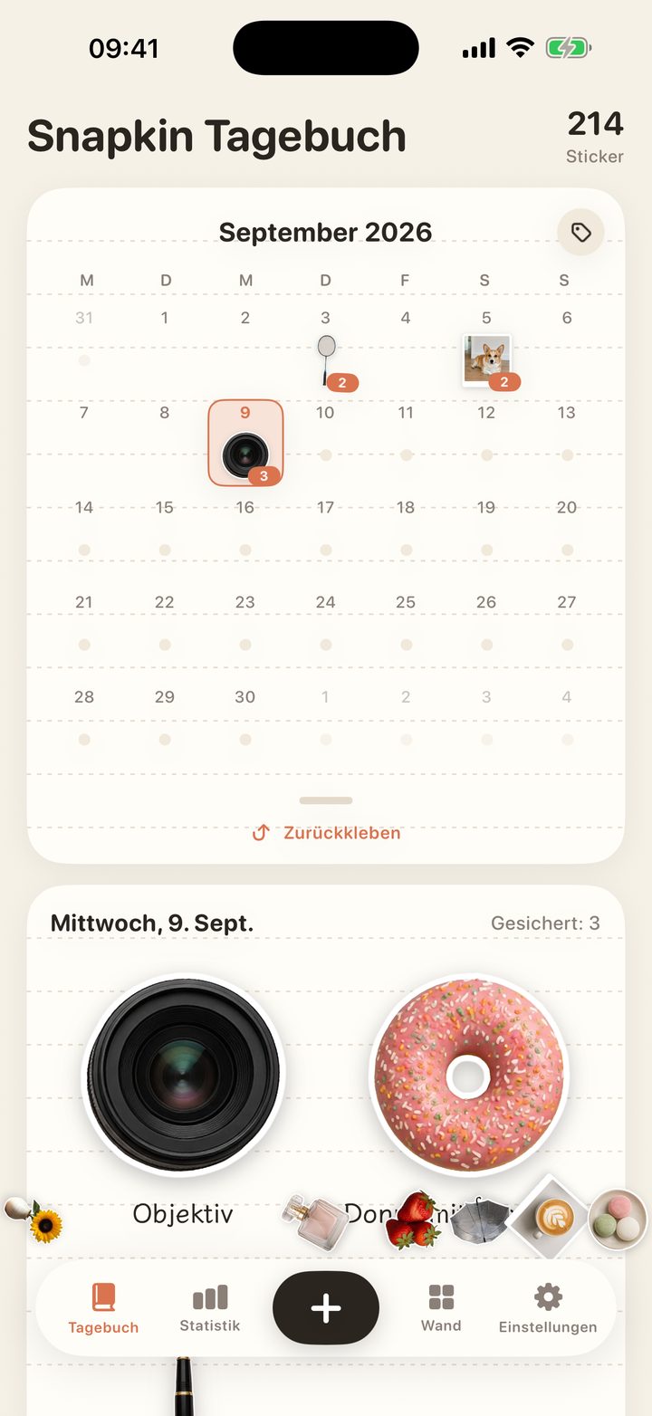 Sticker fallen vom Kalender