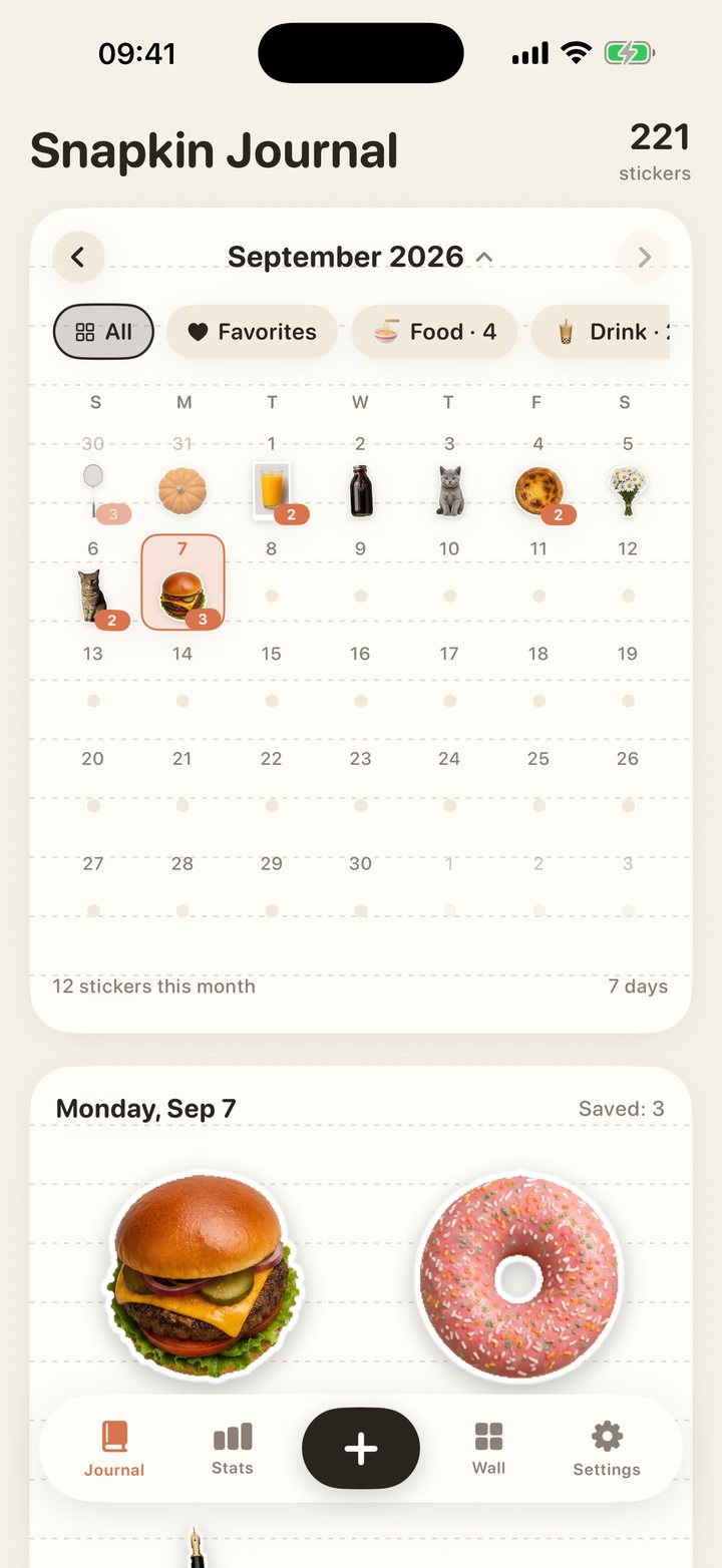 The whole month unfolded, a cover sticker in every cell
