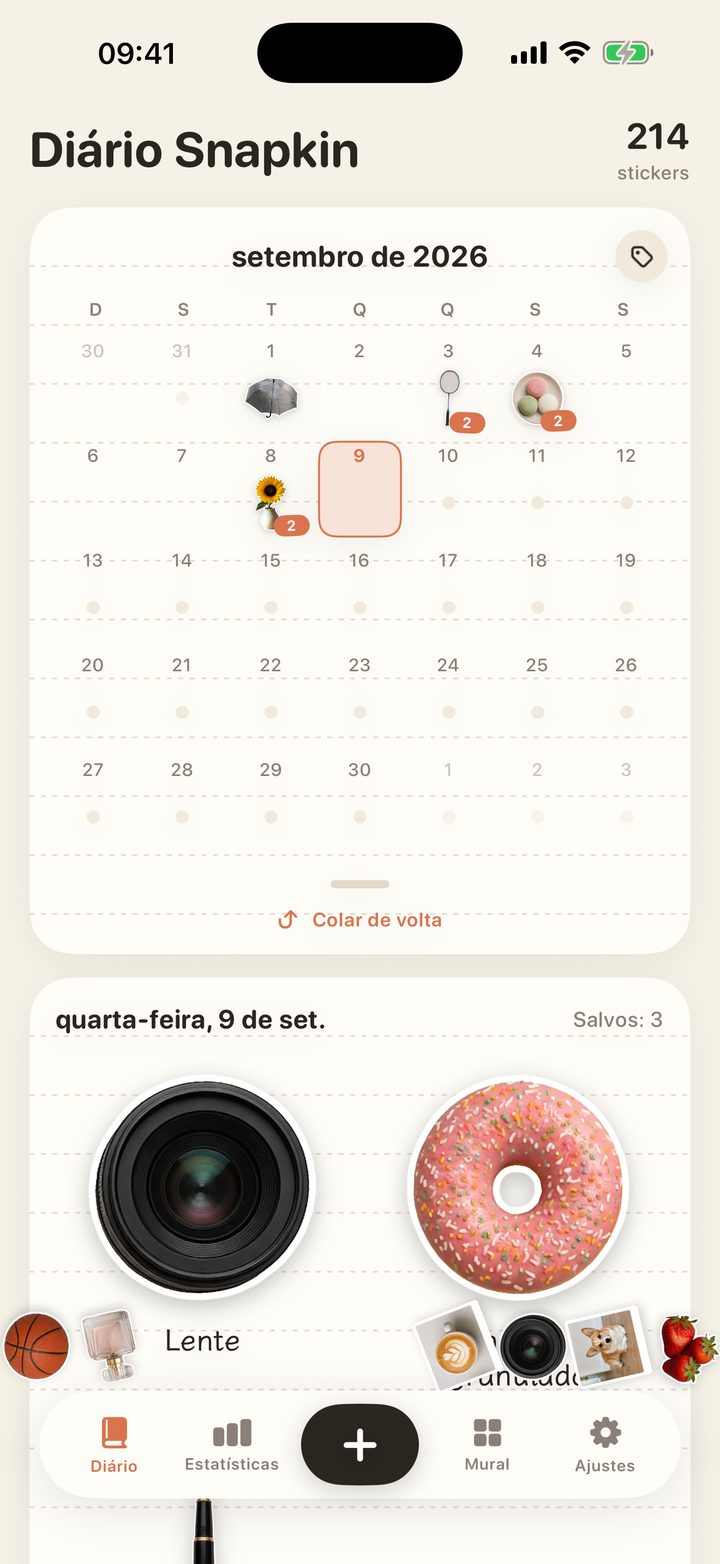 Os stickers caem do calendário